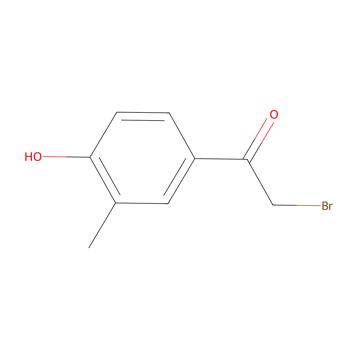 2-Bromo-1-(4-hydroxy-3-methylphenyl)ethanone molecular structure, CAS 41877-17-2