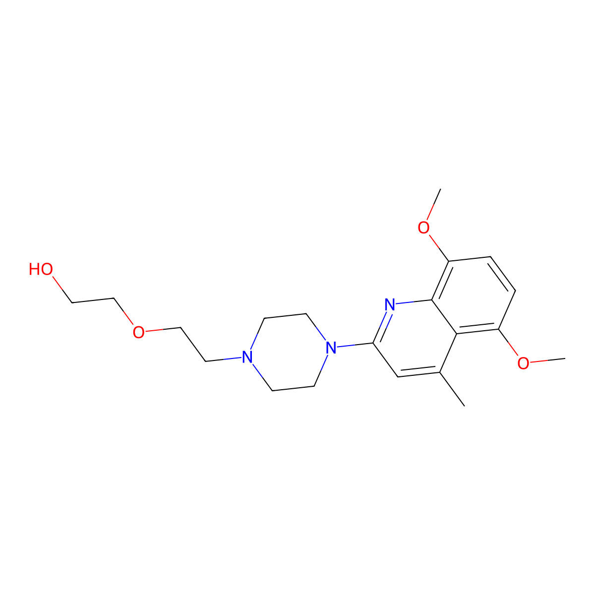 2-[2-[4-(5,8-Dimethoxy-4-methyl-2-quinolinyl)-1-piperazinyl]ethoxy]ethanol molecular structure, CAS 418772-34-6