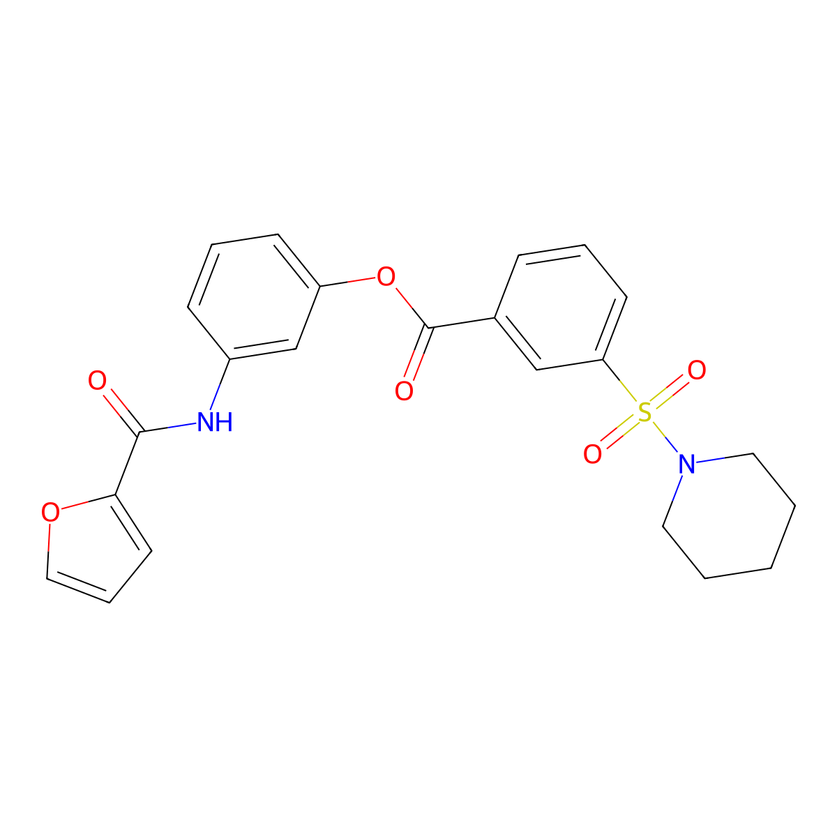 3-(2-Furoylamino)phenyl 3-(1-piperidinylsulfonyl)benzoate molecular structure, CAS 418773-52-1
