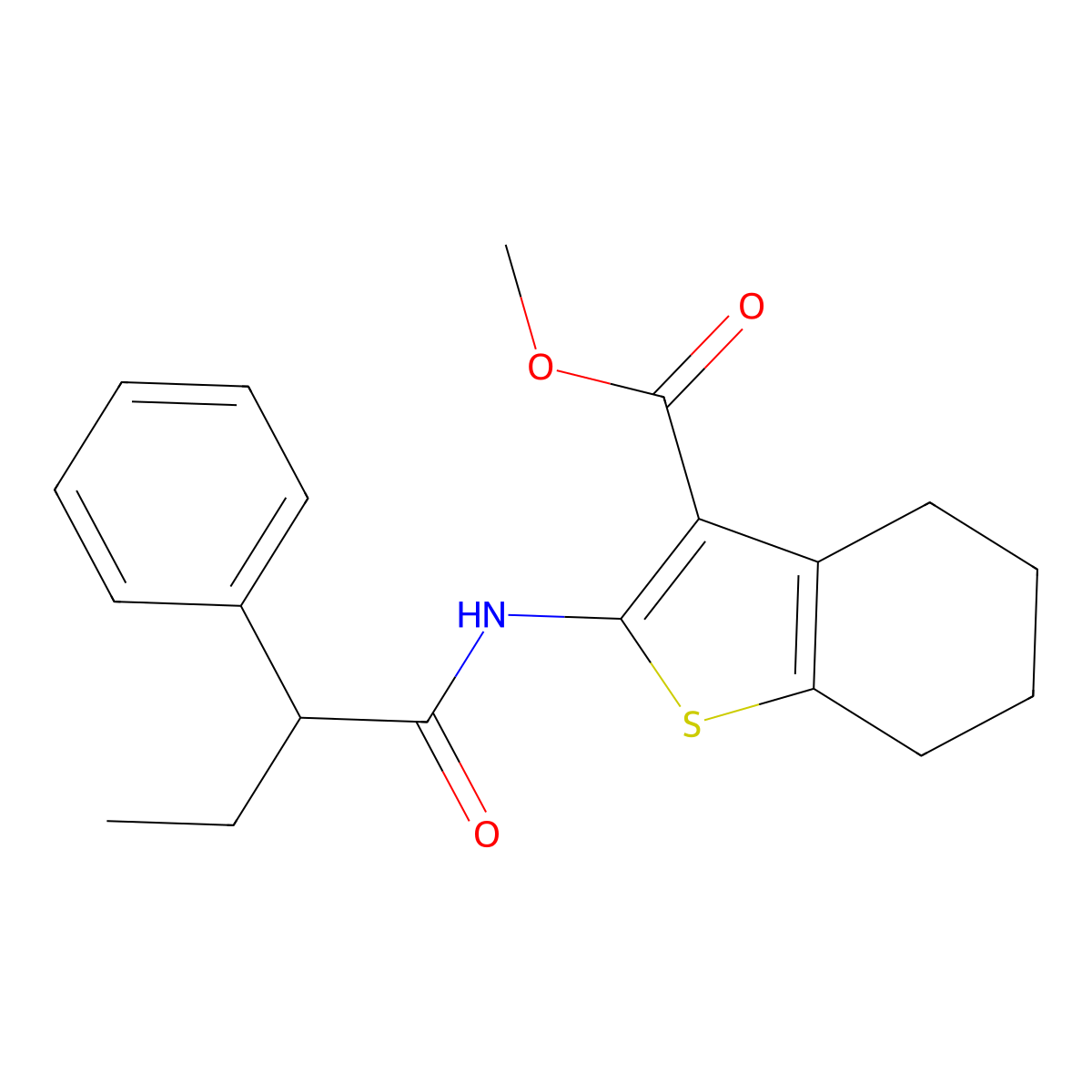 Methyl 2-[(2-phenylbutanoyl)amino]-4,5,6,7-tetrahydro-1-benzothiophene-3-carboxylate molecular structure, CAS 418773-80-5
