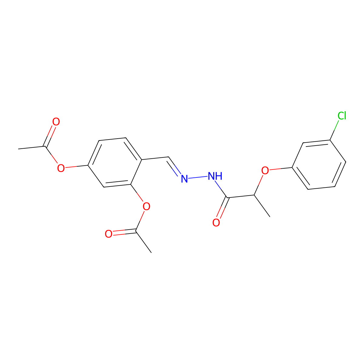 2-(3-Chlorophenoxy)propanoic acid 2-[[2,4-bis(acetyloxy)phenyl]methylene]hydrazide molecular structure, CAS 418773-89-4