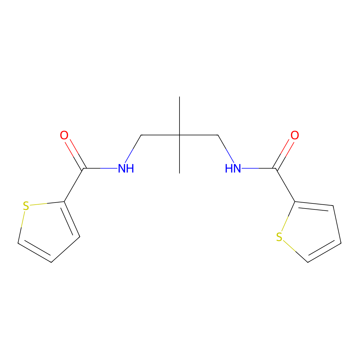 N-[2,2-dimethyl-3-[[oxo(thiophen-2-yl)methyl]amino]propyl]-2-thiophenecarboxamide molecular structure, CAS 418775-89-0