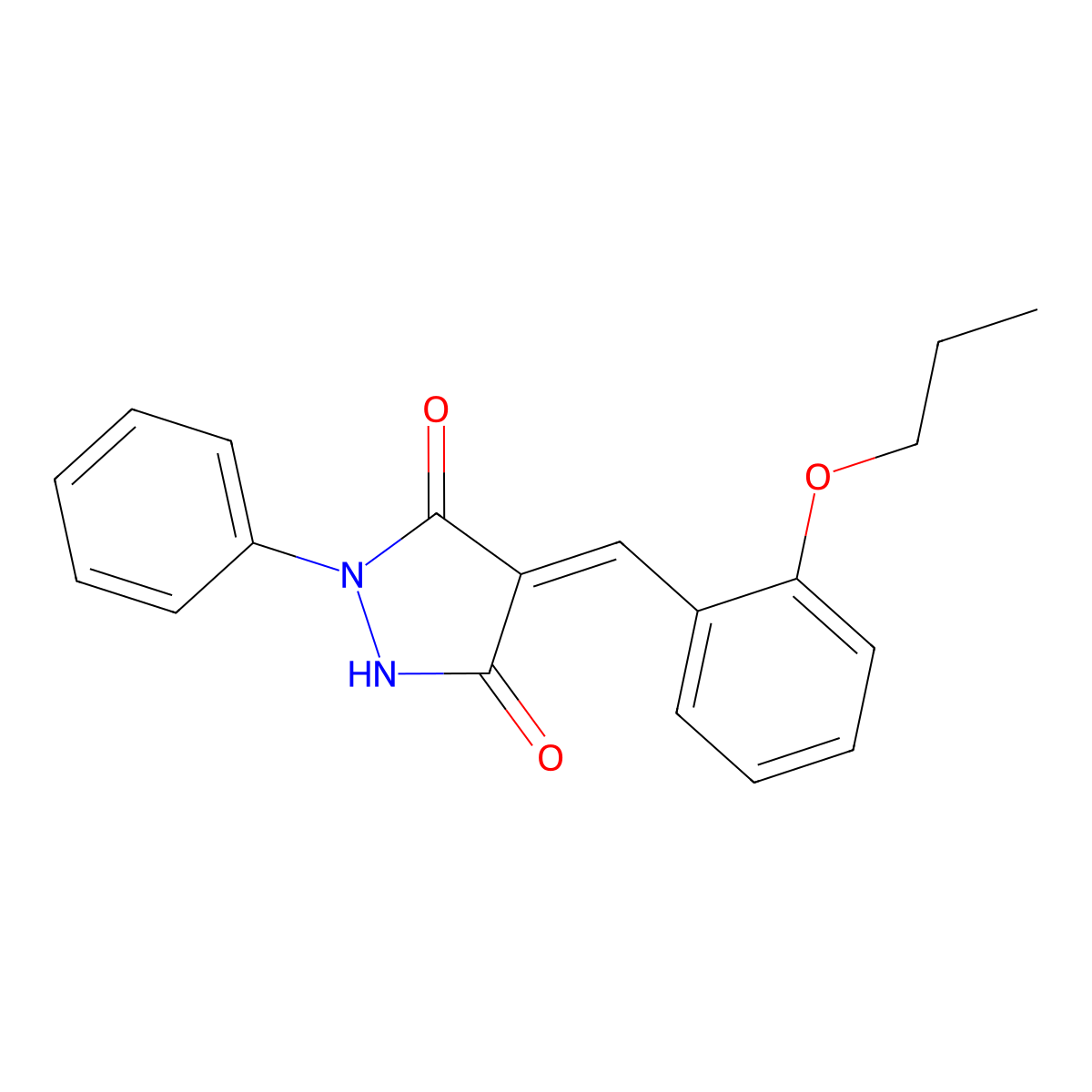 1-Phenyl-4-[(2-propoxyphenyl)methylidene]pyrazolidine-3,5-dione molecular structure, CAS 418776-50-8