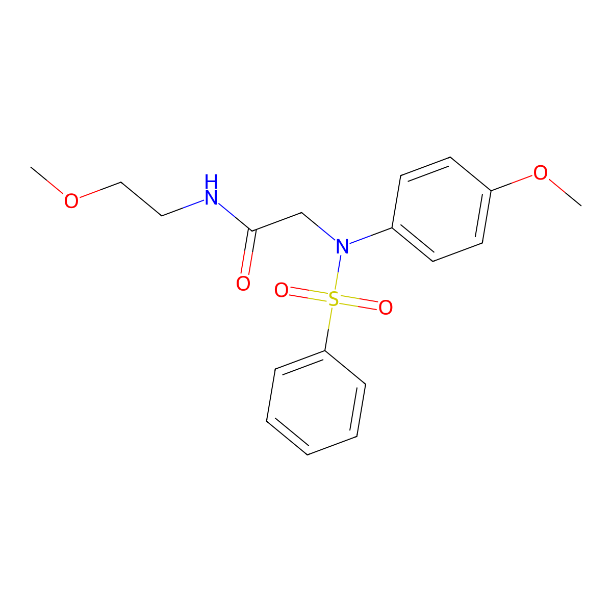 2-[N-(benzenesulfonyl)-4-methoxyanilino]-N-(2-methoxyethyl)acetamide molecular structure, CAS 418776-96-2