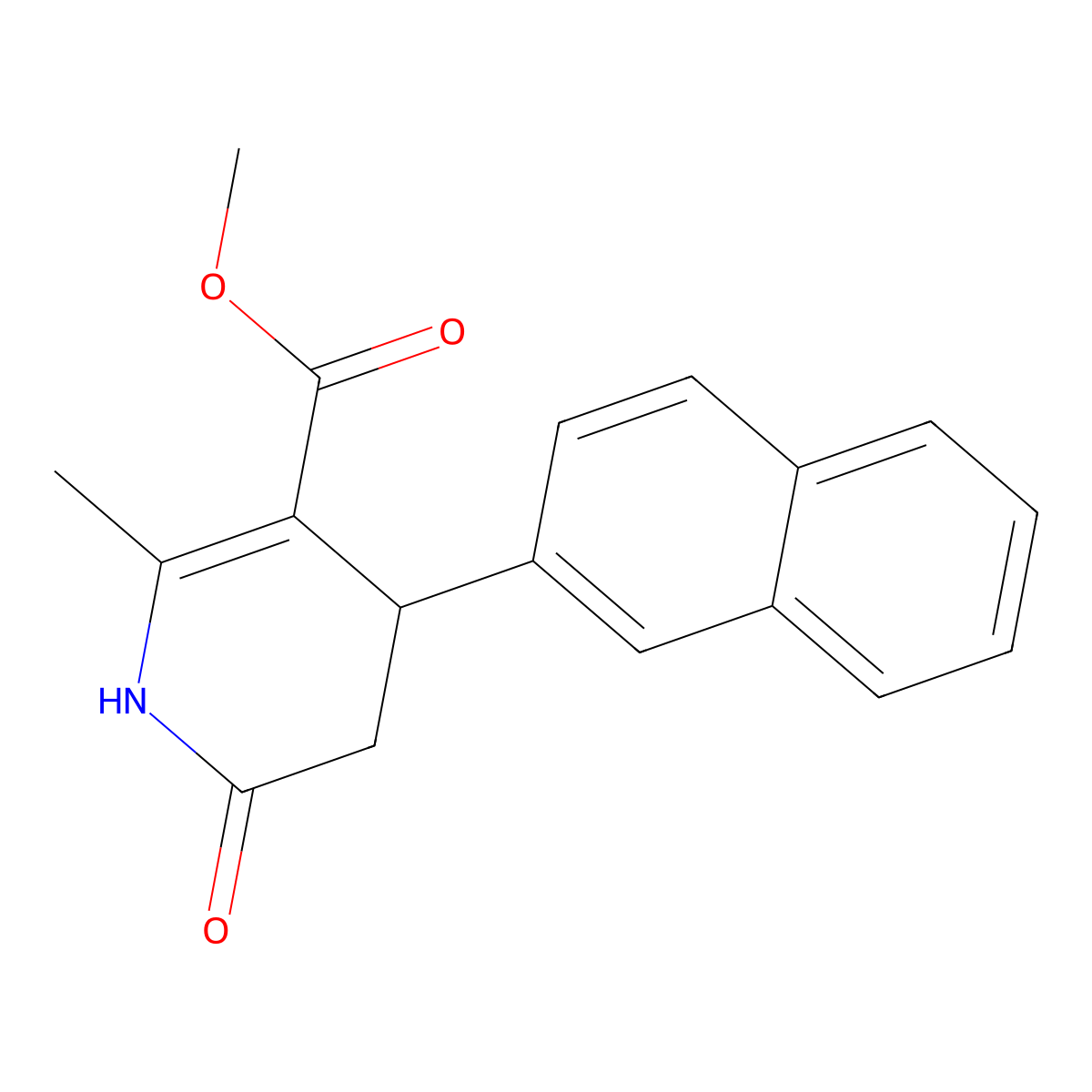 methyl 6-methyl-4-naphthalen-2-yl-2-oxo-3,4-dihydro-1H-pyridine-5-carboxylate molecular structure, CAS 418777-22-7