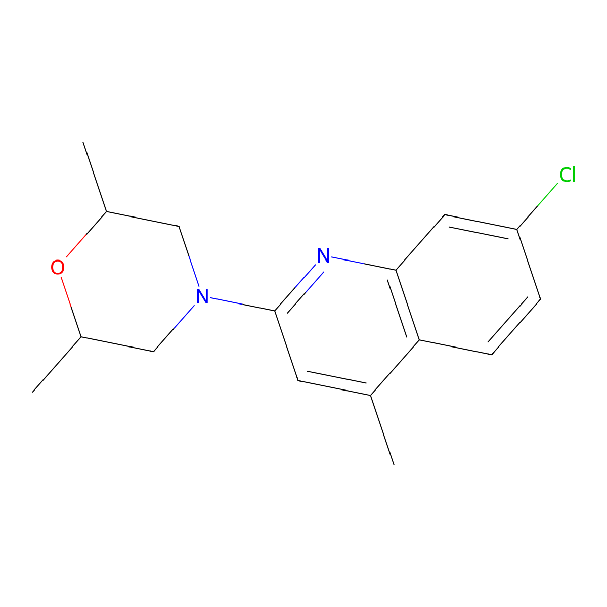 4-(7-Chloro-4-methylquinolin-2-yl)-2,6-dimethylmorpholine molecular structure, CAS 418777-29-4