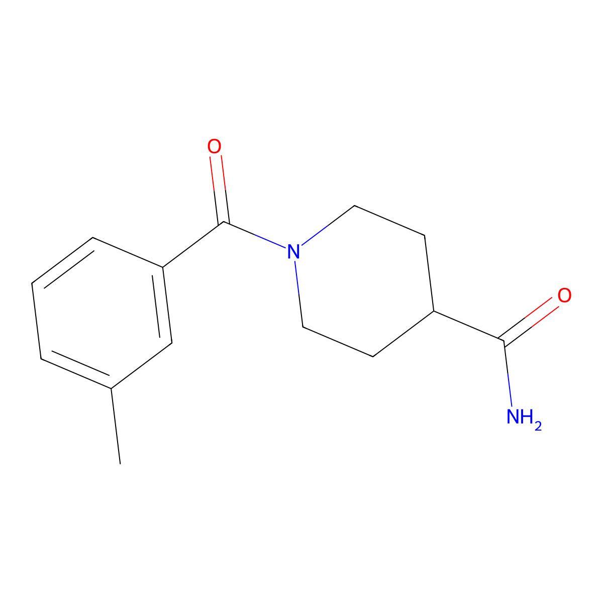1-(3-Methylbenzoyl)piperidine-4-carboxamide molecular structure, CAS 418777-87-4