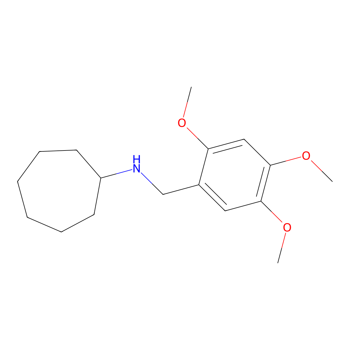 N-(2,4,5-trimethoxybenzyl)cycloheptanamine molecular structure, CAS 418778-25-3