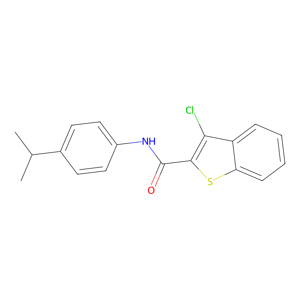 3-chloro-N-(4-propan-2-ylphenyl)-1-benzothiophene-2-carboxamide molecular structure, CAS 418778-76-4