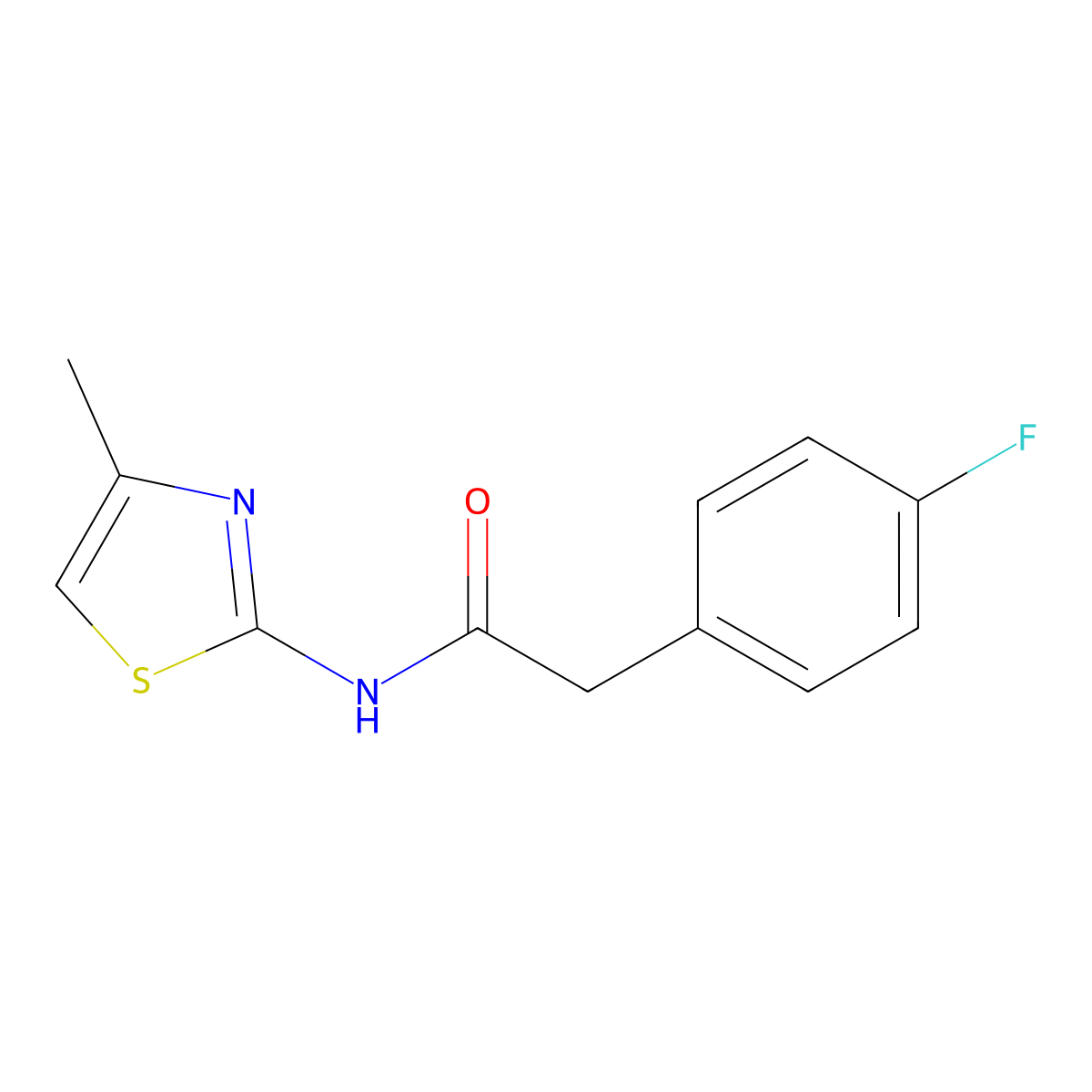 2-(4-fluorophenyl)-N-(4-methyl-1,3-thiazol-2-yl)acetamide molecular structure, CAS 418779-21-2