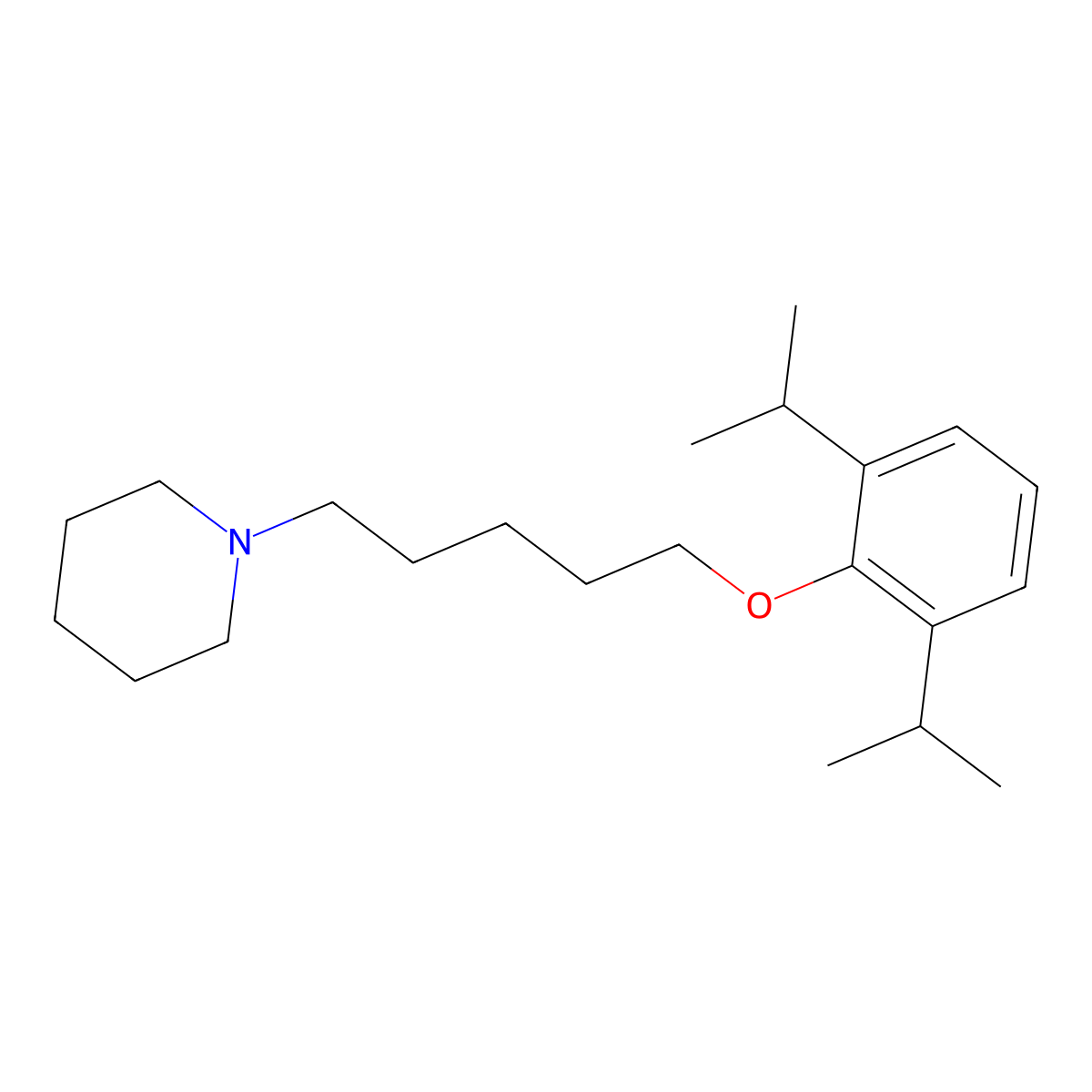 1-[5-[2,6-Di(propan-2-yl)phenoxy]pentyl]piperidine molecular structure, CAS 418779-57-4