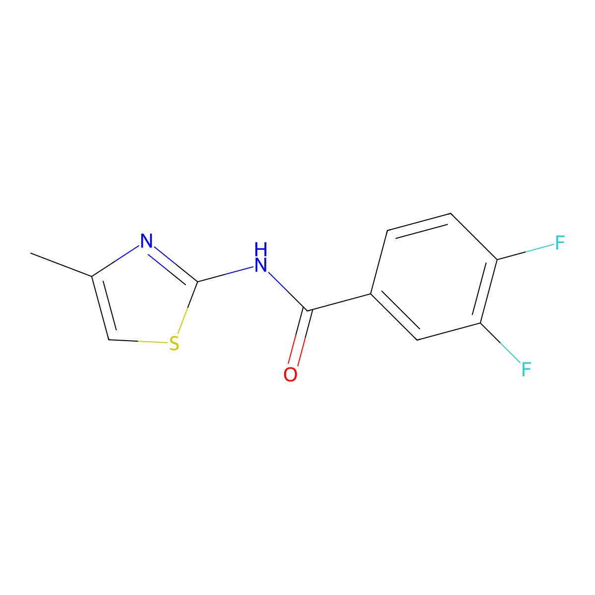 3,4-Difluoro-N-(4-methyl-1,3-thiazol-2-yl)benzamide molecular structure, CAS 418779-61-0