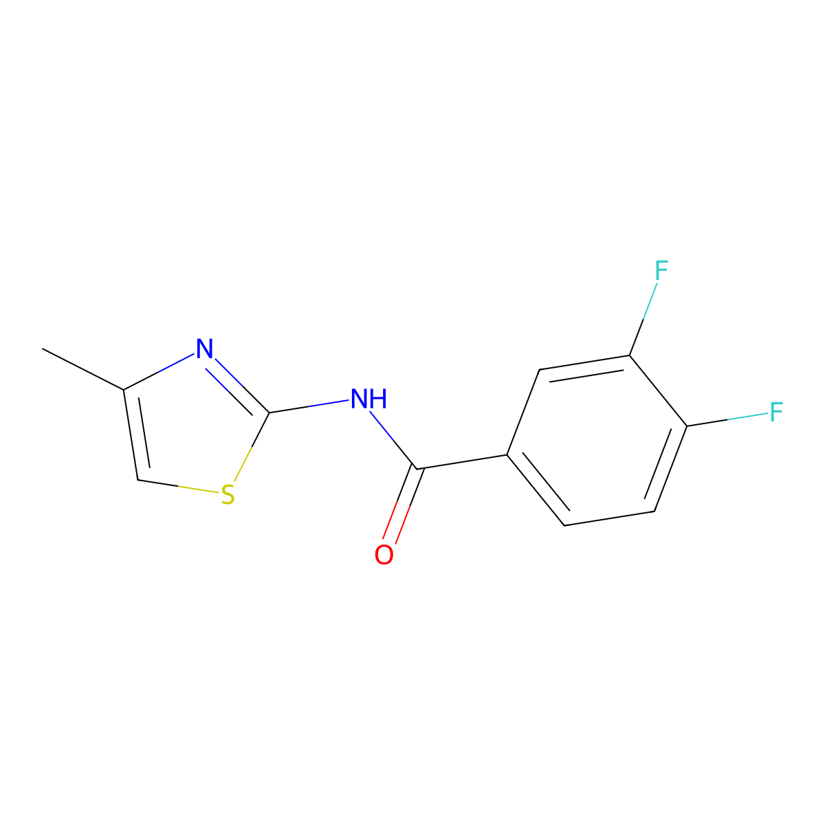 3,4-Difluoro-N-(4-methyl-1,3-thiazol-2-yl)benzamide molecular structure, CAS 418779-61-0