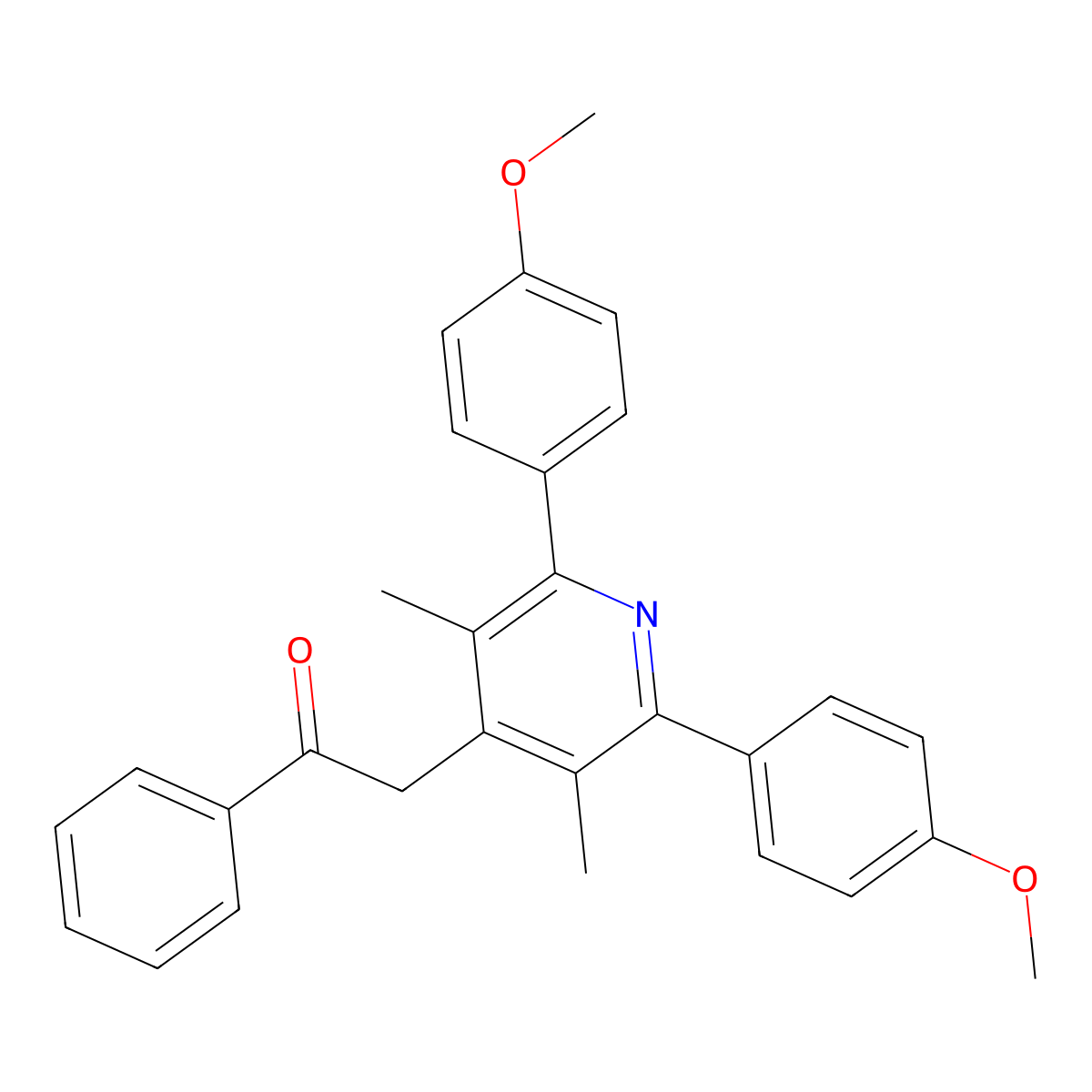 2-(2,6-Bis(4-methoxyphenyl)-3,5-dimethyl-4-pyridinyl)-1-phenylethanone molecular structure, CAS 418779-98-3