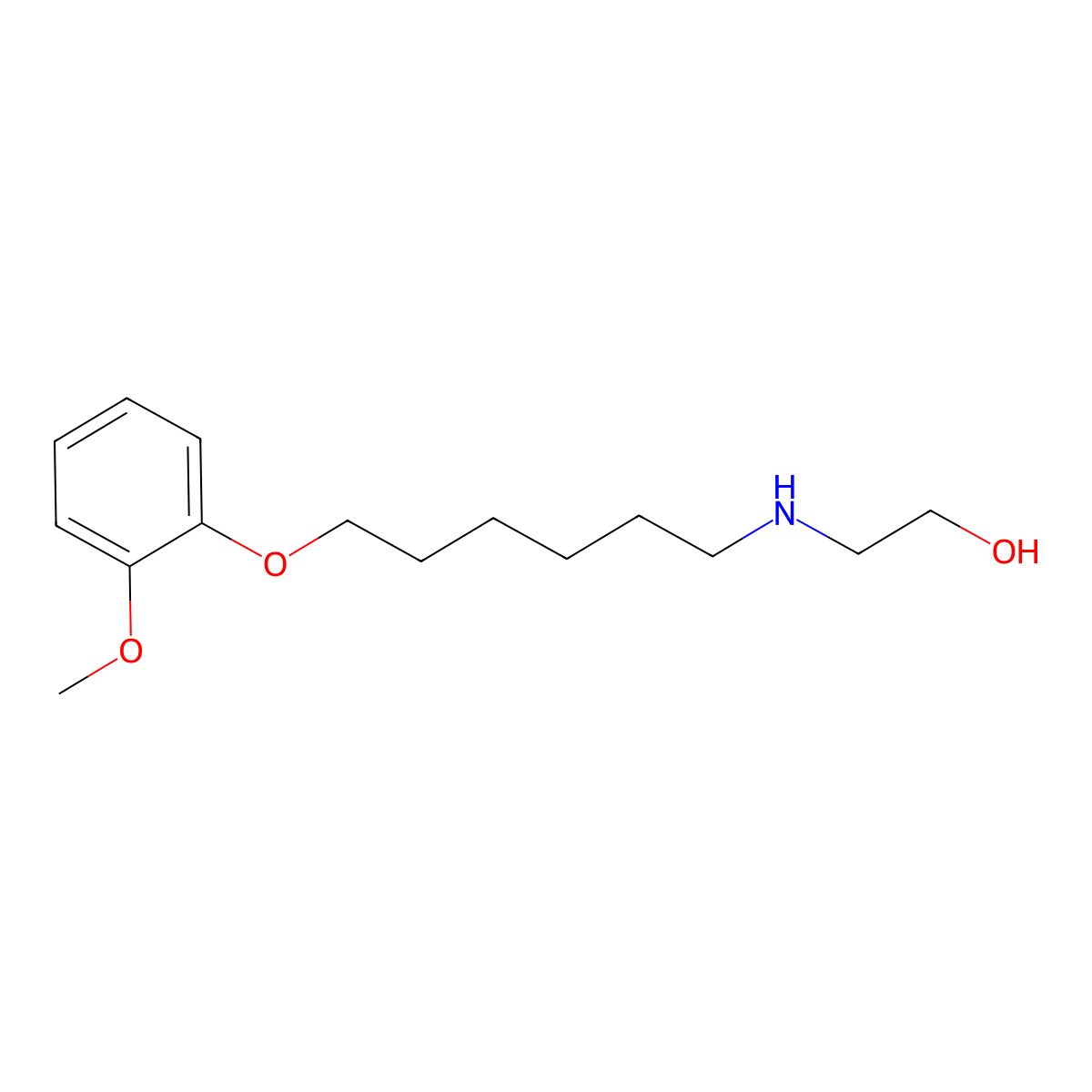 2-[6-(2-Methoxyphenoxy)hexylamino]ethanol molecular structure, CAS 418780-13-9