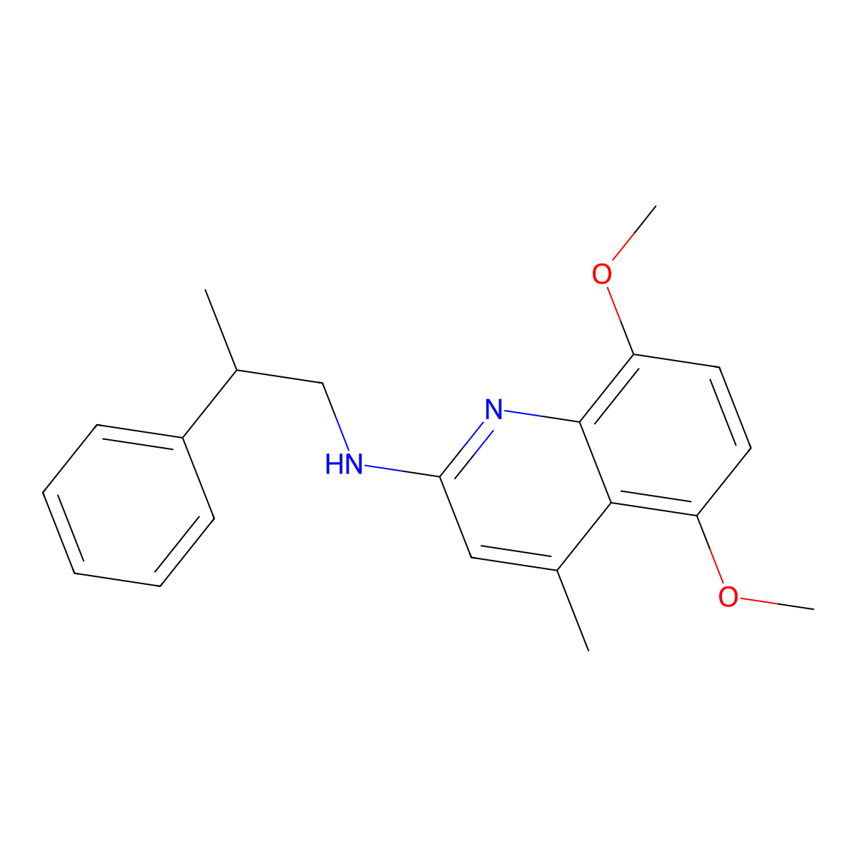 5,8-Dimethoxy-4-methyl-N-(2-phenylpropyl)-2-quinolinamine molecular structure, CAS 418780-24-2