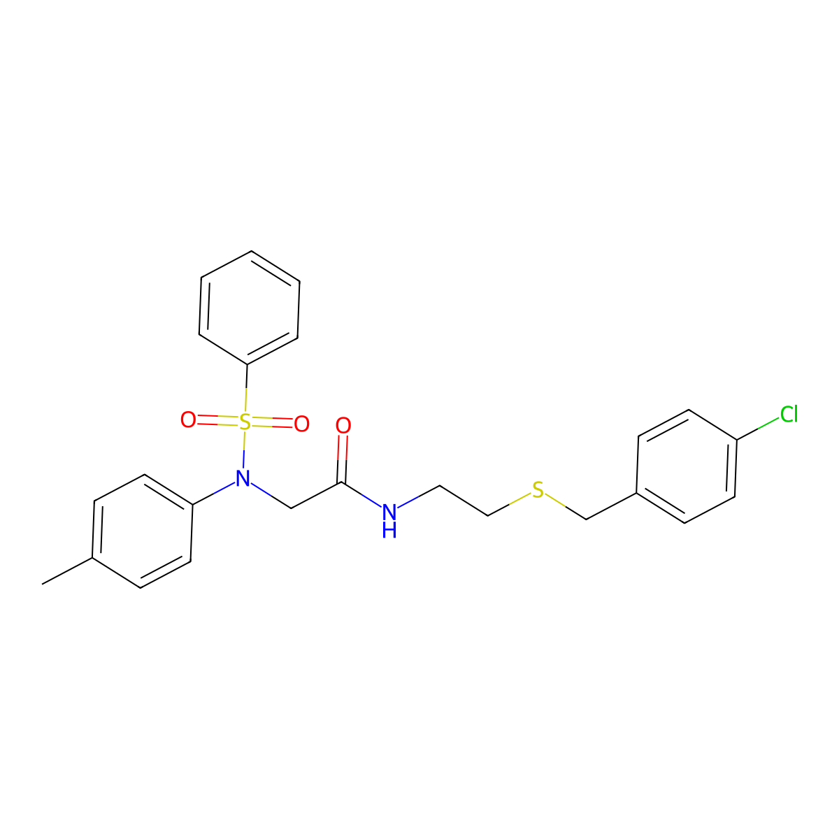 2-[N-(benzenesulfonyl)-4-methylanilino]-N-[2-[(4-chlorophenyl)methylsulfanyl]ethyl]acetamide molecular structure, CAS 418780-71-9