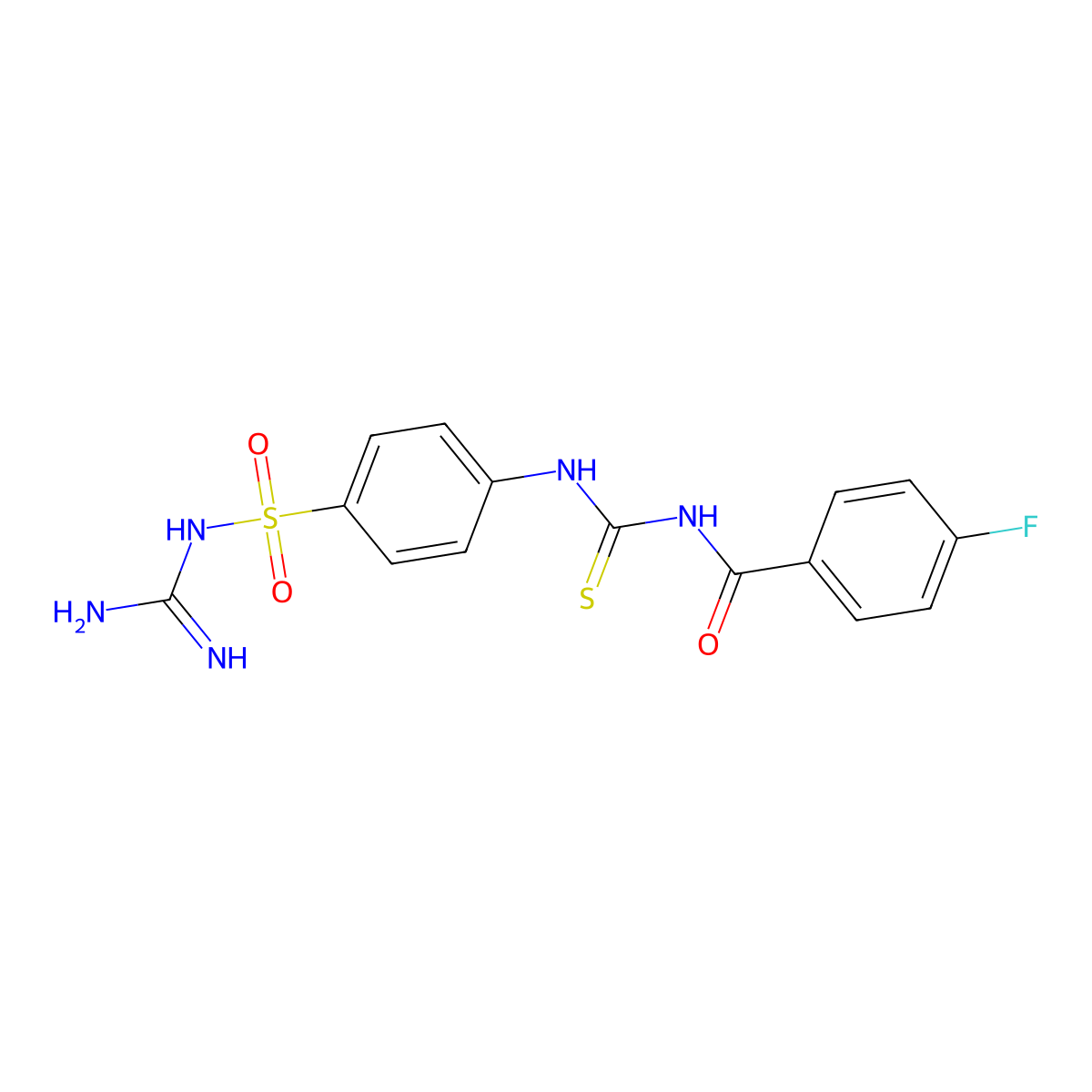 N-[[4-(diaminomethylideneamino)sulfonylphenyl]carbamothioyl]-4-fluorobenzamide molecular structure, CAS 418780-80-0