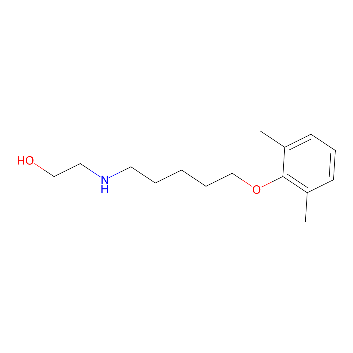 2-[5-(2,6-Dimethylphenoxy)pentylamino]ethanol molecular structure, CAS 418781-06-3