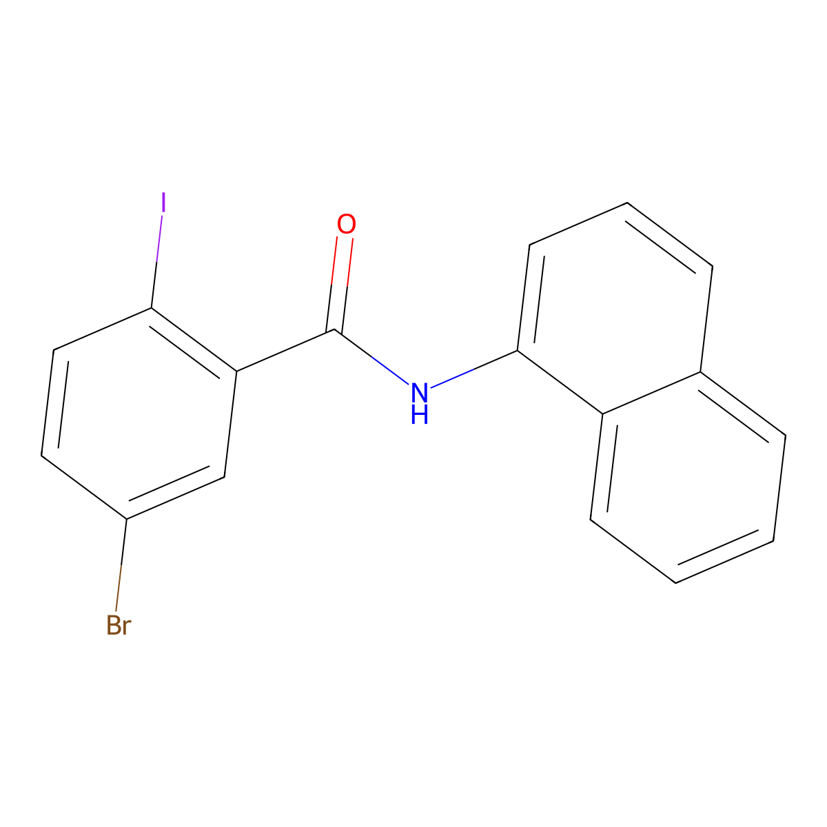 5-bromo-2-iodo-N-naphthalen-1-ylbenzamide molecular structure, CAS 418781-29-0