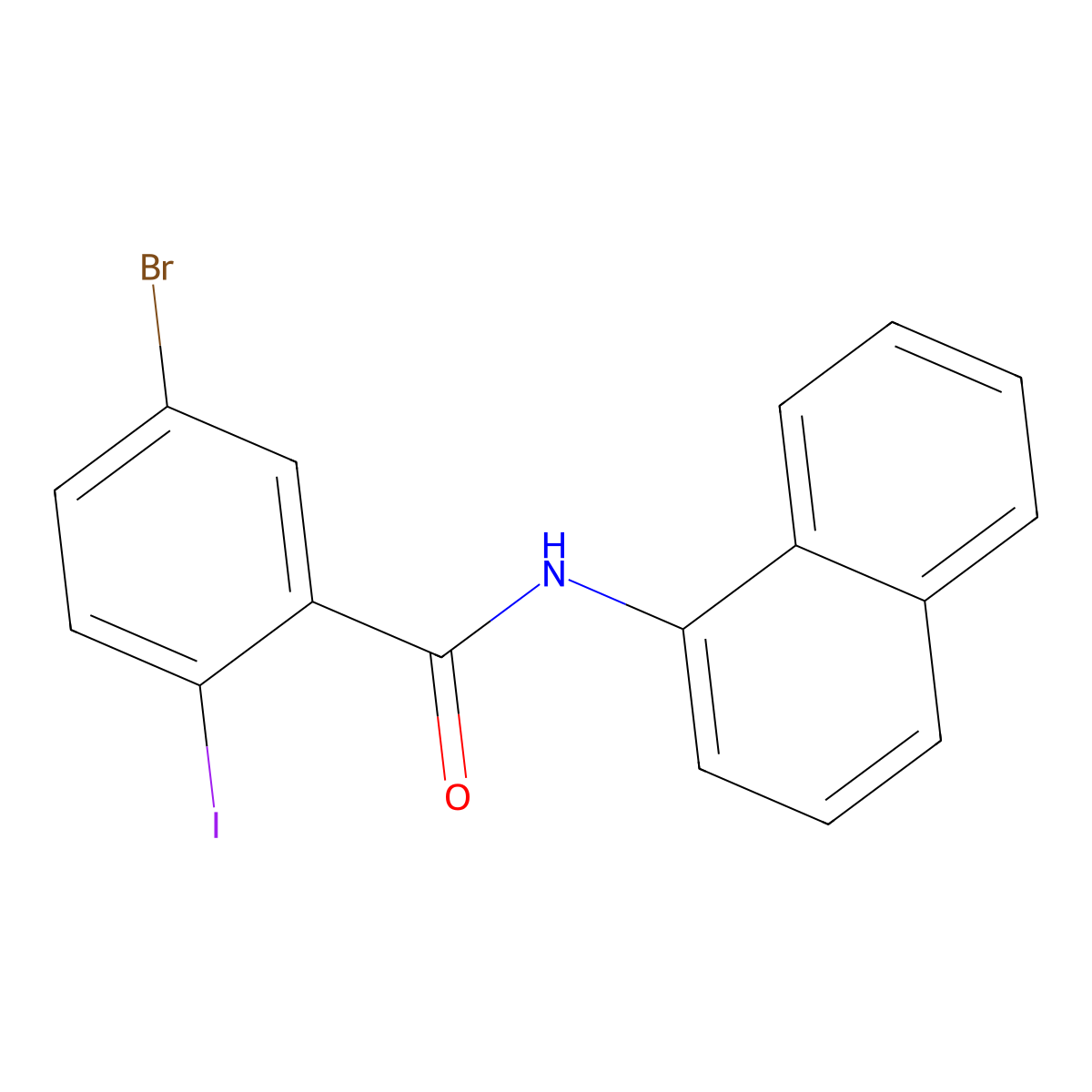5-bromo-2-iodo-N-naphthalen-1-ylbenzamide molecular structure, CAS 418781-29-0