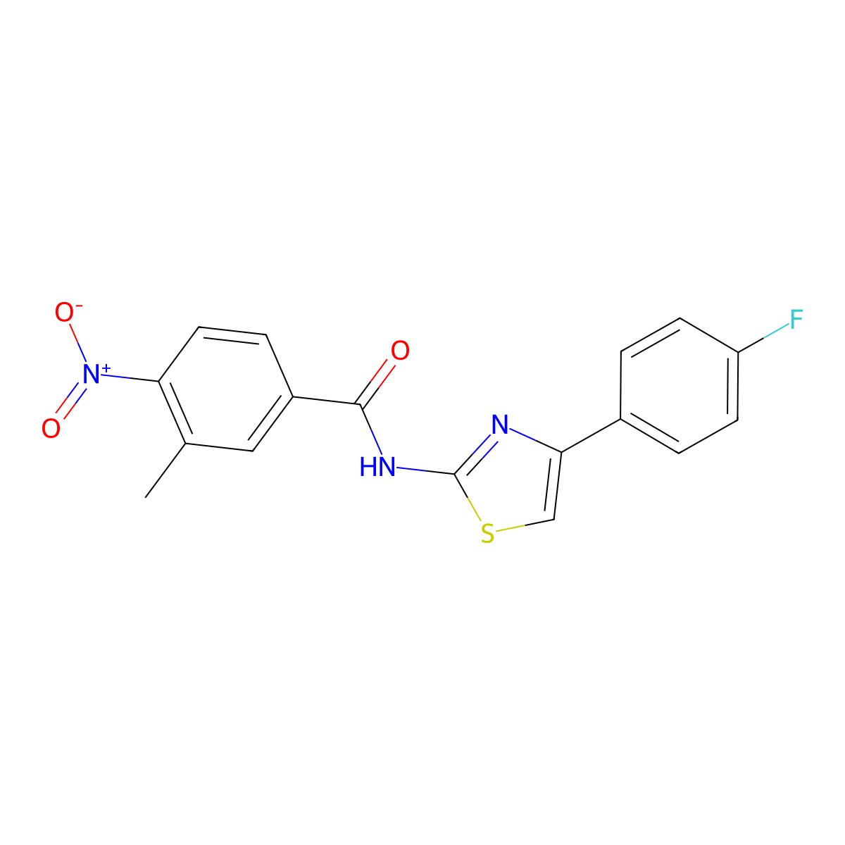 N-[4-(4-fluorophenyl)-1,3-thiazol-2-yl]-3-methyl-4-nitrobenzamide molecular structure, CAS 418781-74-5