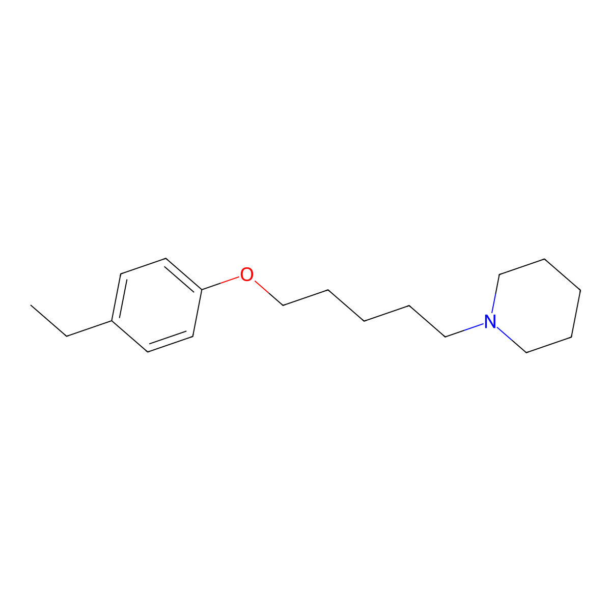 1-[5-(4-Ethylphenoxy)pentyl]piperidine molecular structure, CAS 418781-83-6