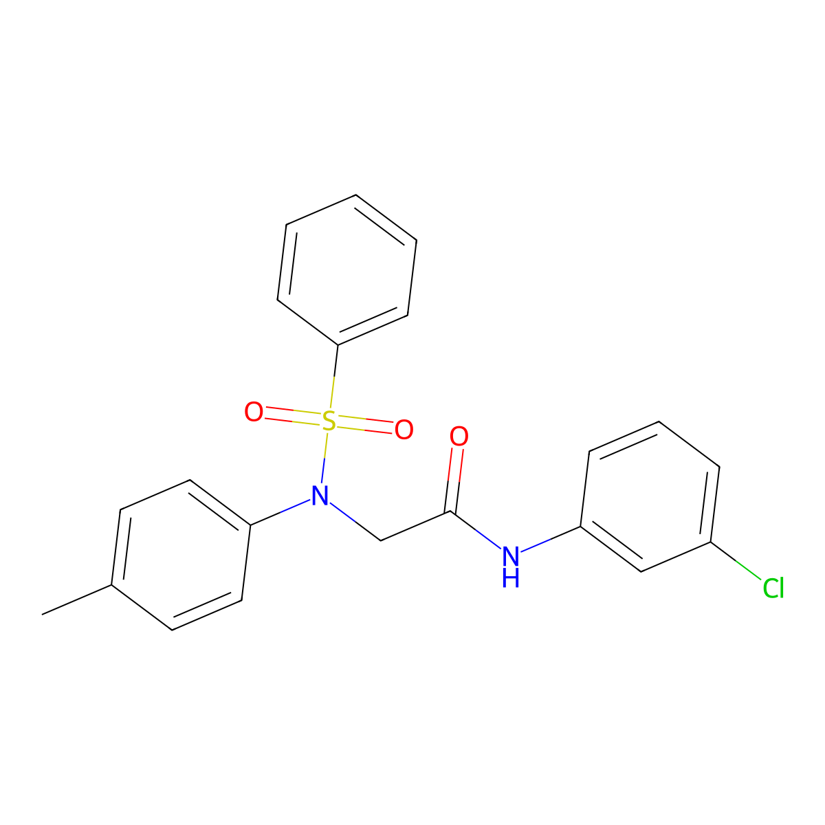 2-[N-(benzenesulfonyl)-4-methylanilino]-N-(3-chlorophenyl)acetamide molecular structure, CAS 418781-88-1