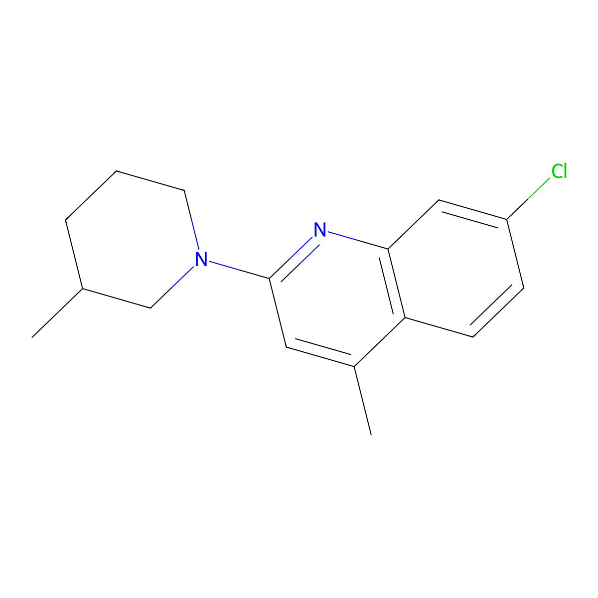 7-Chloro-4-methyl-2-(3-methylpiperidin-1-yl)quinoline molecular structure, CAS 418782-55-5