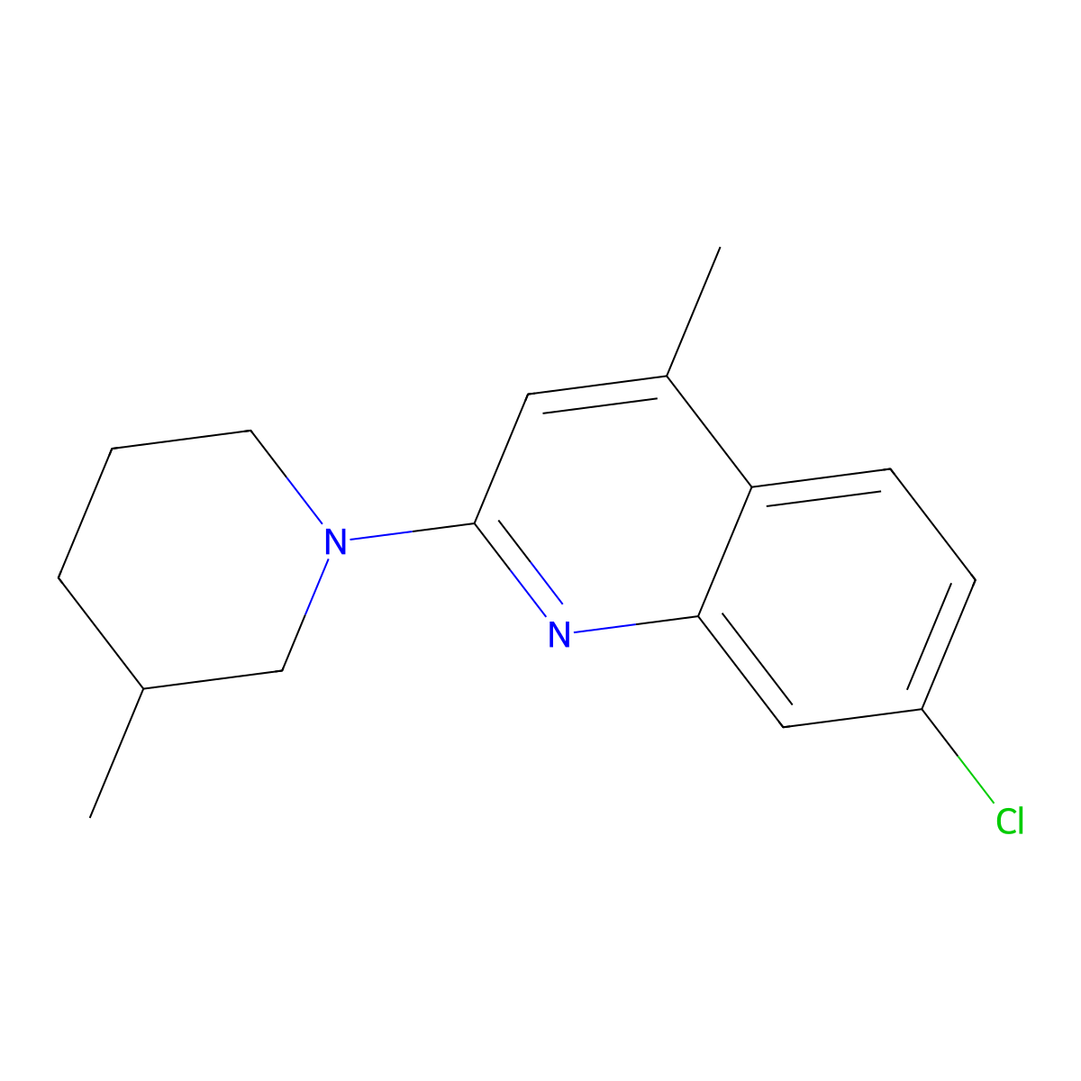 7-Chloro-4-methyl-2-(3-methylpiperidin-1-yl)quinoline molecular structure, CAS 418782-55-5