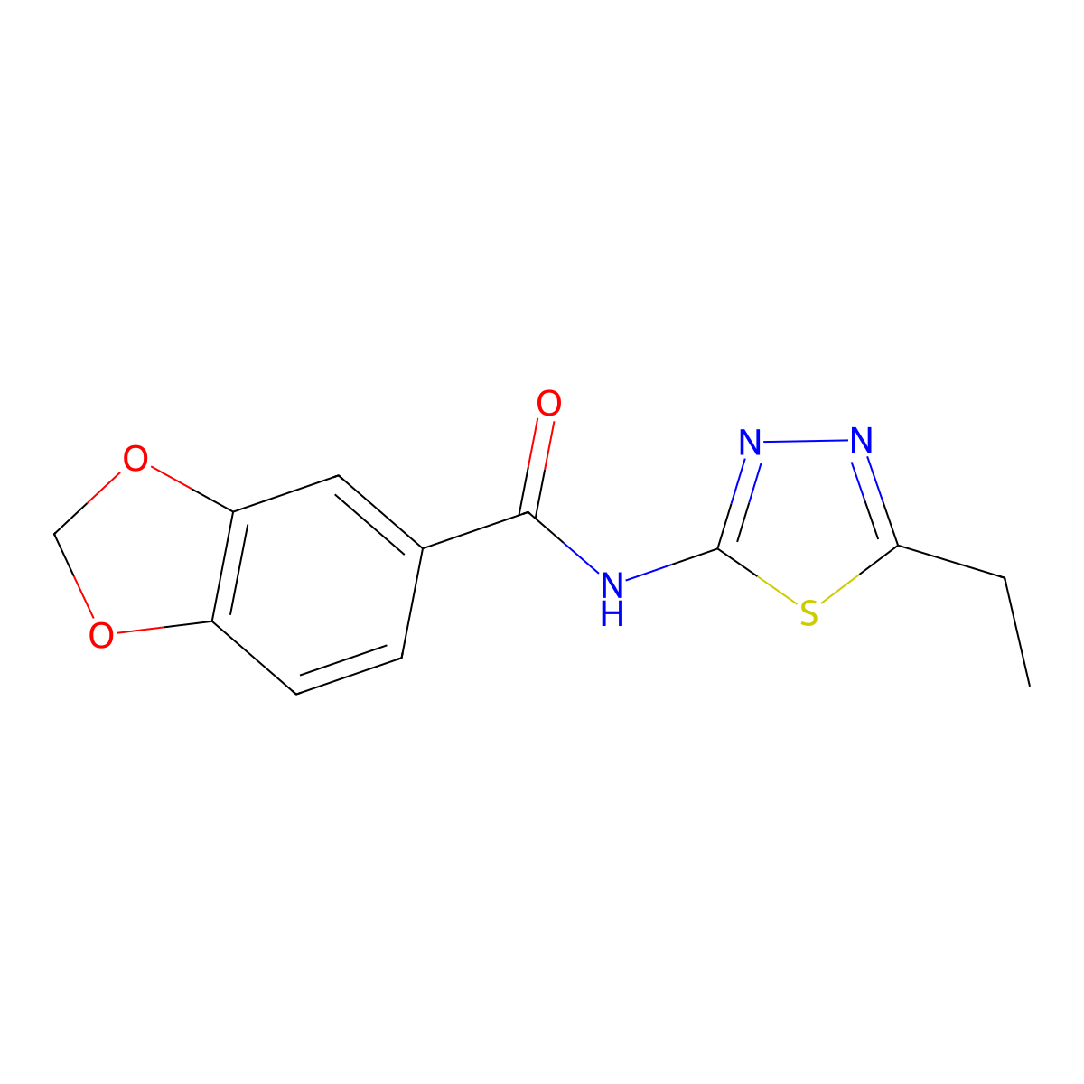 N-(5-ethyl-1,3,4-thiadiazol-2-yl)-1,3-benzodioxole-5-carboxamide molecular structure, CAS 418782-73-7