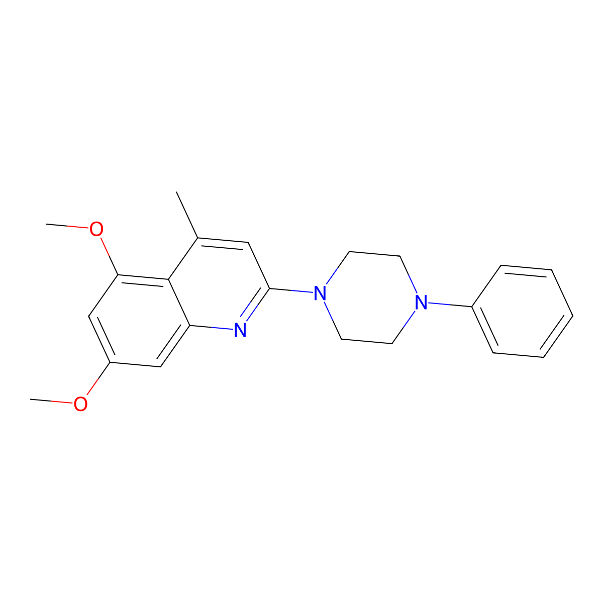 5,7-Dimethoxy-4-methyl-2-(4-phenylpiperazin-1-yl)quinoline molecular structure, CAS 418782-91-9