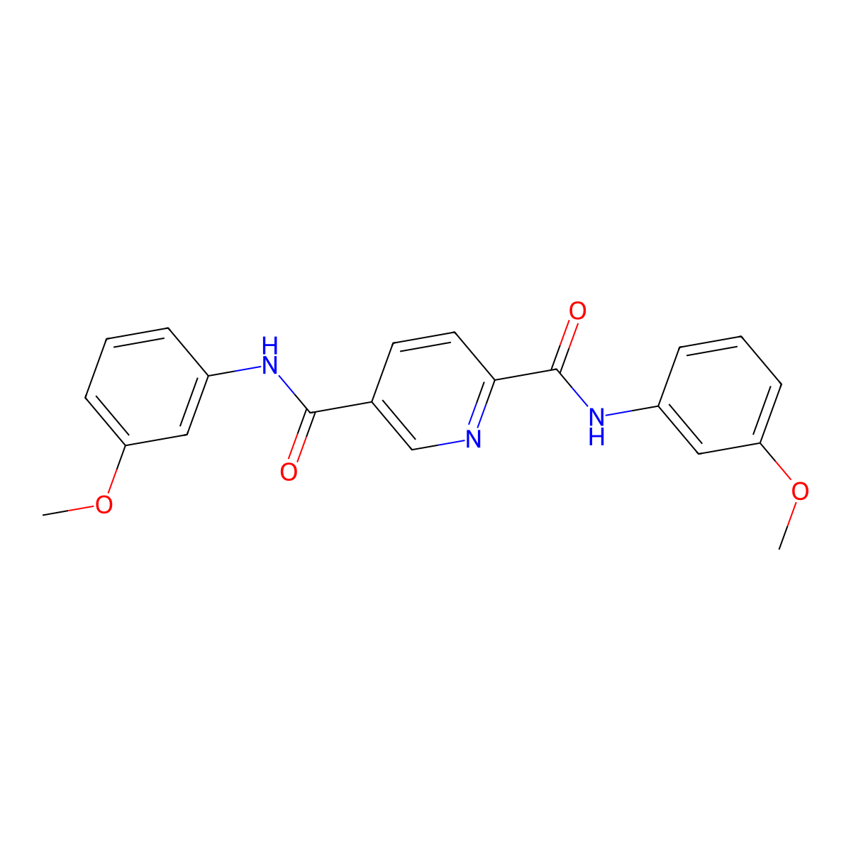 2-N,5-N-bis(3-methoxyphenyl)pyridine-2,5-dicarboxamide molecular structure, CAS 418783-75-2