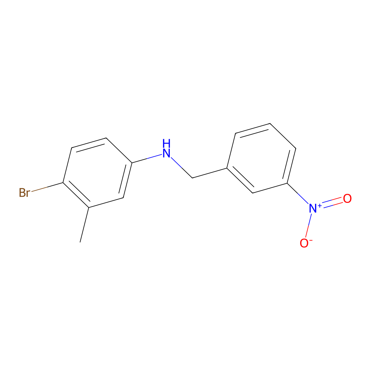 4-bromo-3-methyl-N-[(3-nitrophenyl)methyl]aniline molecular structure, CAS 418783-94-5