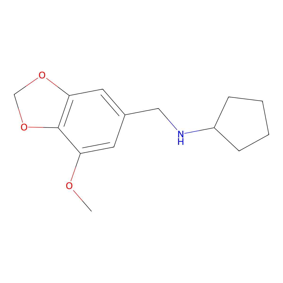 N-[(7-methoxy-1,3-benzodioxol-5-yl)methyl]cyclopentanamine molecular structure, CAS 418784-13-1
