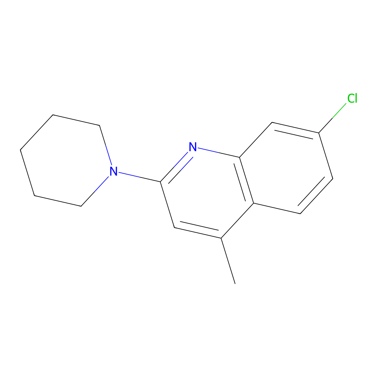7-Chloro-4-methyl-2-piperidin-1-ylquinoline molecular structure, CAS 418784-41-5