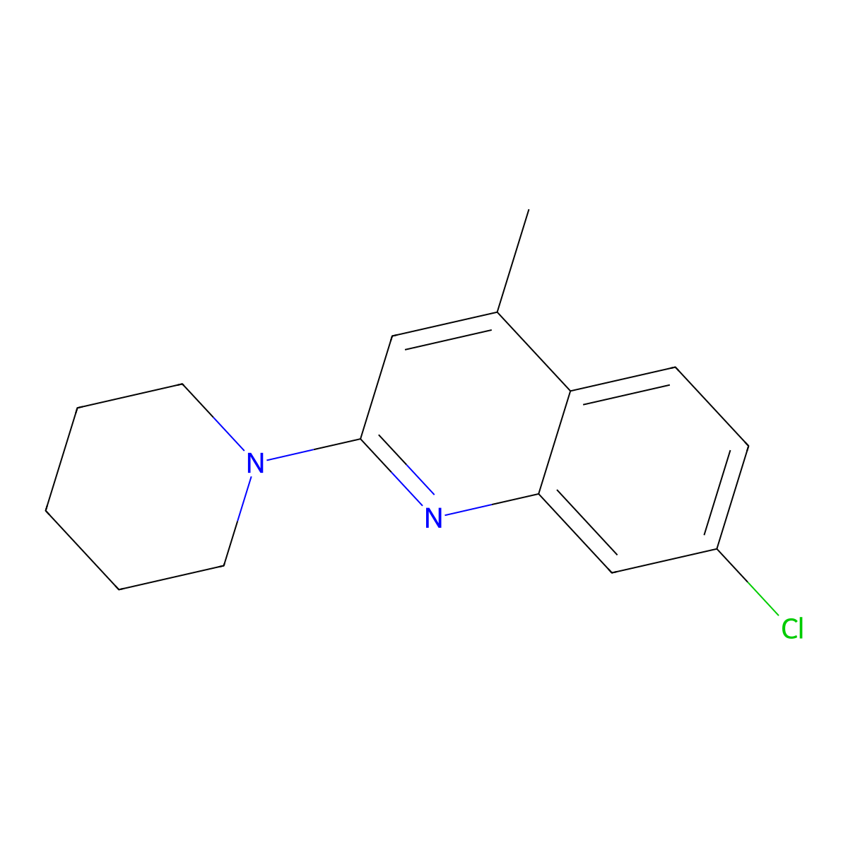 7-Chloro-4-methyl-2-piperidin-1-ylquinoline molecular structure, CAS 418784-41-5