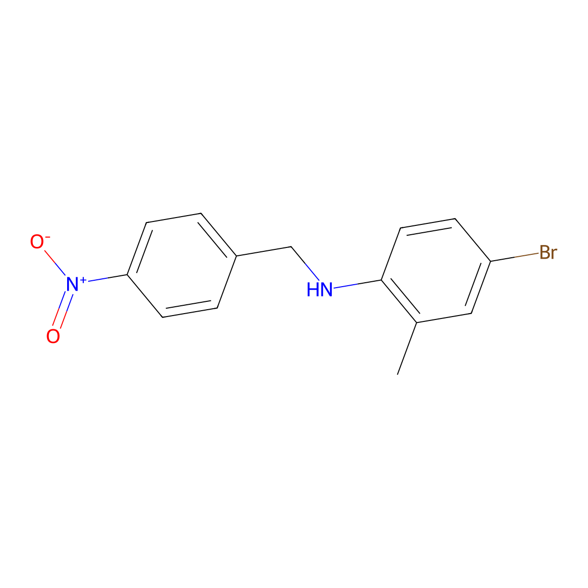4-bromo-2-methyl-N-(4-nitrobenzyl)aniline molecular structure, CAS 418785-51-0