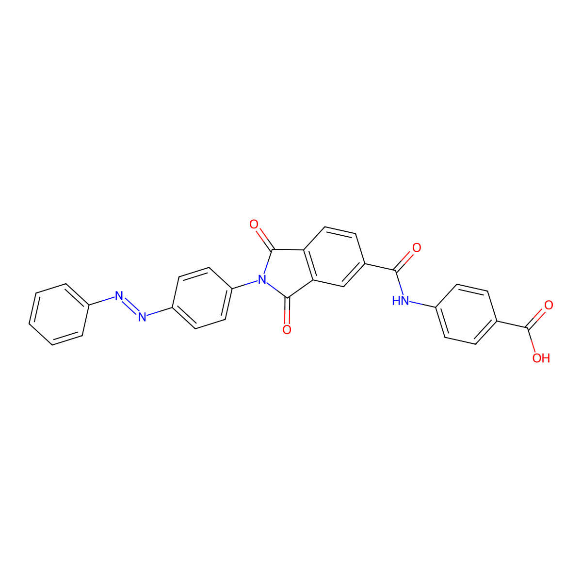 4-{[(1,3-dioxo-2-{4-[(E)-phenyldiazenyl]phenyl}-2,3-dihydro-1H-isoindol-5-yl)carbonyl]amino}benzoic acid molecular structure, CAS 418785-69-0