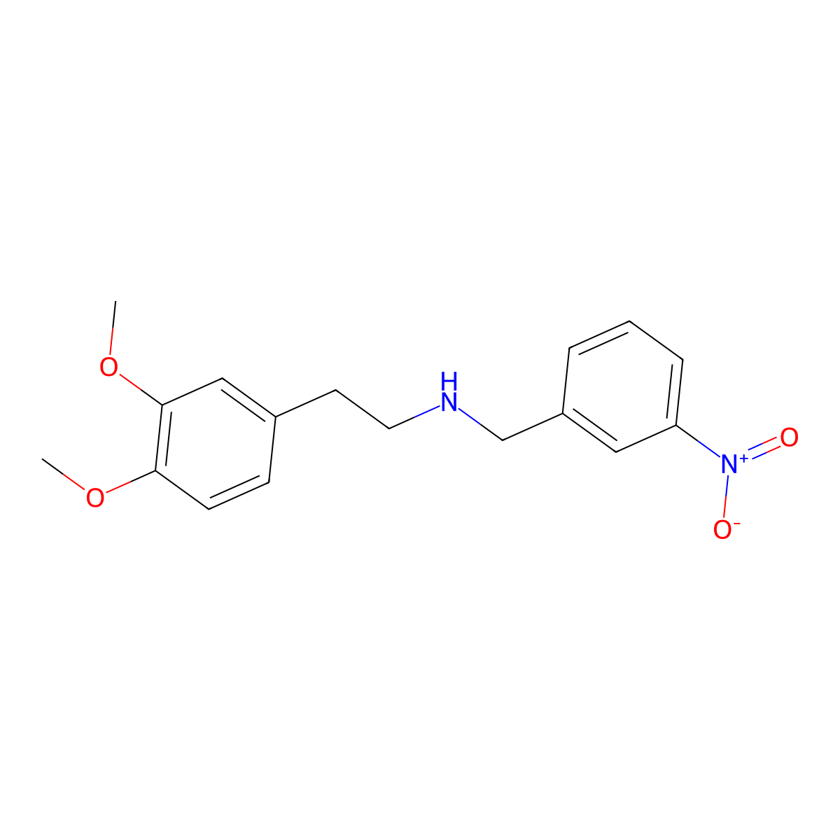 2-(3,4-dimethoxyphenyl)-N-(3-nitrobenzyl)ethanamine molecular structure, CAS 418785-92-9