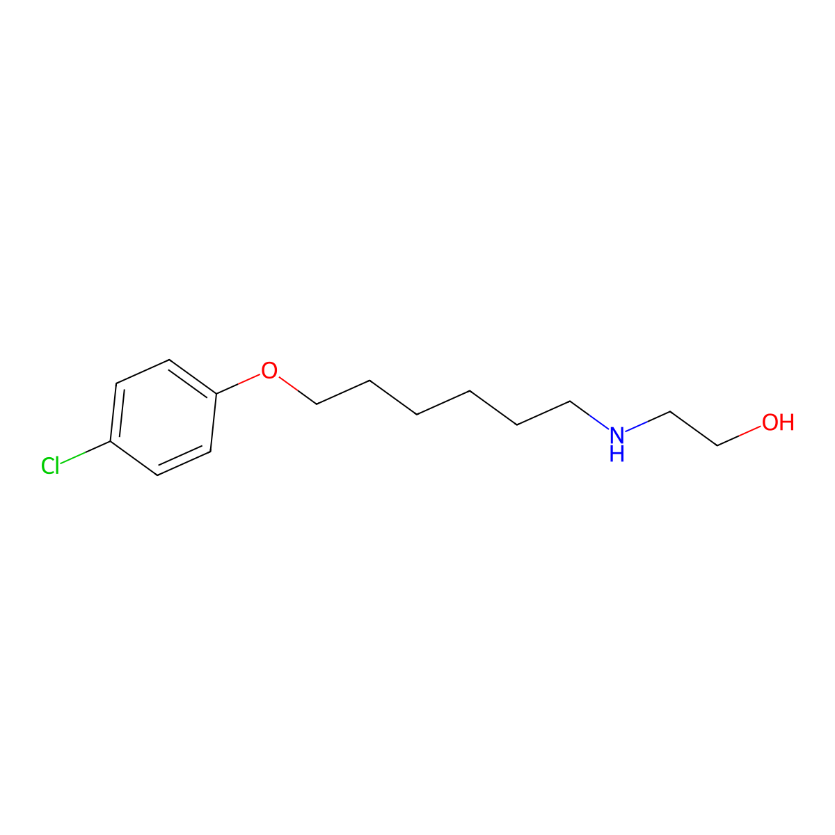 2-[6-(4-Chlorophenoxy)hexylamino]ethanol molecular structure, CAS 418786-14-8