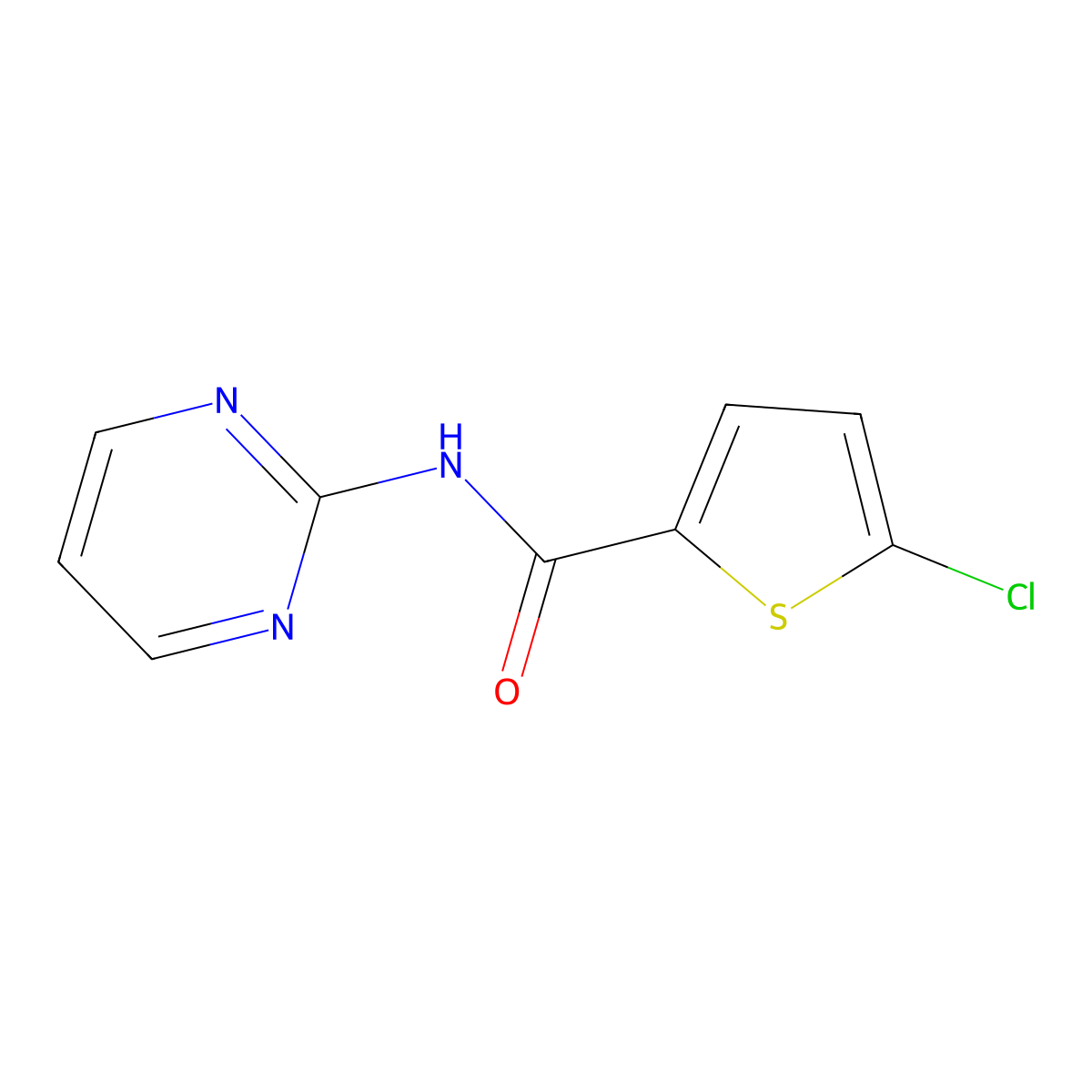 5-chloro-N-pyrimidin-2-ylthiophene-2-carboxamide molecular structure, CAS 418786-38-6