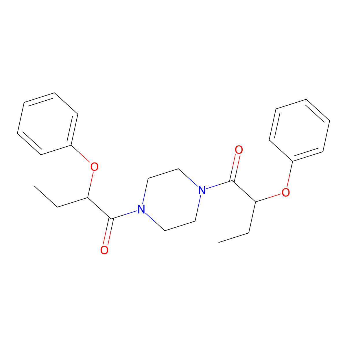 2-Phenoxy-1-[4-(2-phenoxybutanoyl)piperazin-1-yl]butan-1-one molecular structure, CAS 418786-99-9