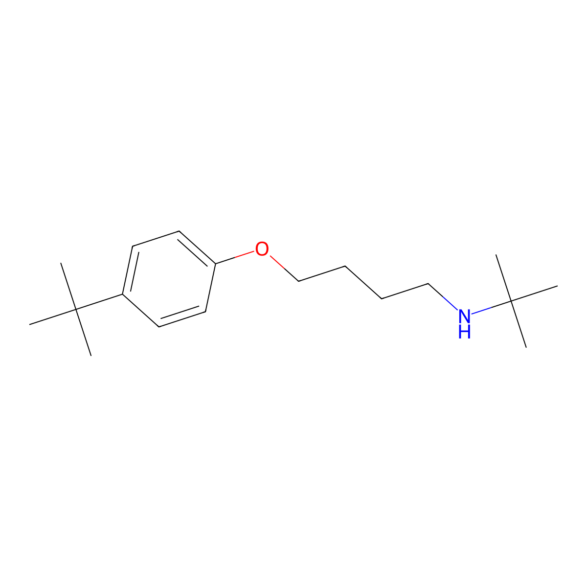 N-tert-butyl-4-(4-tert-butylphenoxy)butan-1-amine molecular structure, CAS 418787-06-1