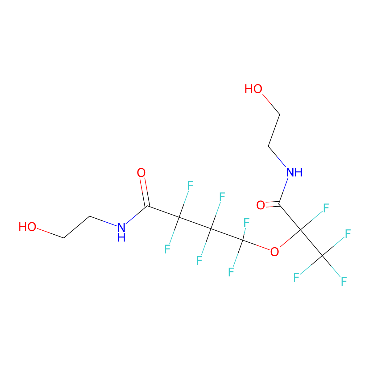 2,2,3,3,4,4-Hexafluoro-N-(2-hydroxyethyl)-4-[1,2,2,2-tetrafluoro-1-[[(2-hydroxyethyl)amino]carbonyl]ethoxy]butanamide molecular structure, CAS 418787-09-4