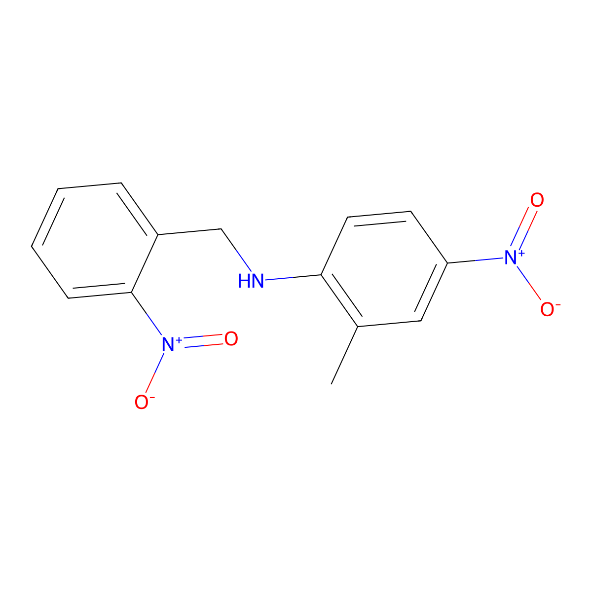 2-methyl-4-nitro-N-[(2-nitrophenyl)methyl]aniline molecular structure, CAS 418787-87-8