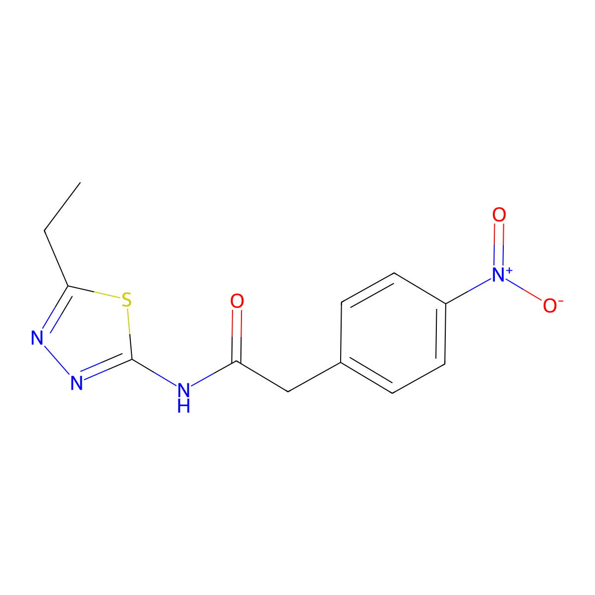 N-(5-ethyl-1,3,4-thiadiazol-2-yl)-2-(4-nitrophenyl)acetamide molecular structure, CAS 418788-21-3