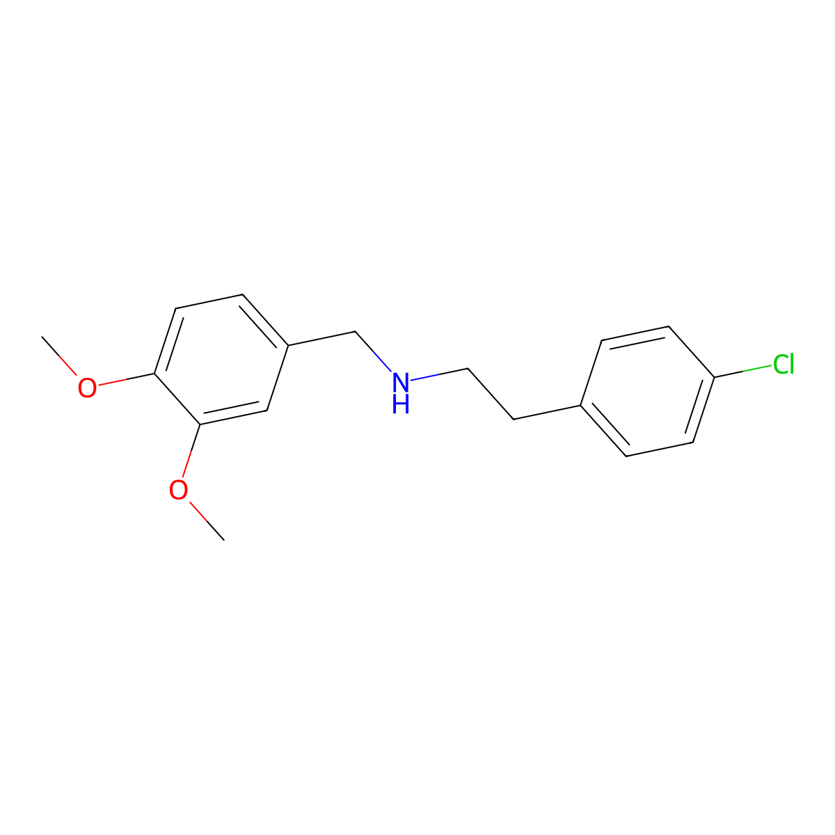 2-(4-chlorophenyl)-N-[(3,4-dimethoxyphenyl)methyl]ethanamine molecular structure, CAS 418788-29-1