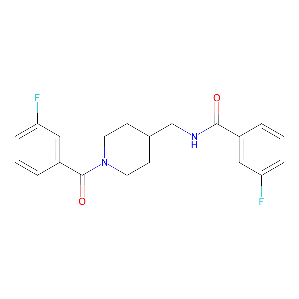 3-fluoro-N-[[1-(3-fluorobenzoyl)piperidin-4-yl]methyl]benzamide molecular structure, CAS 418788-49-5