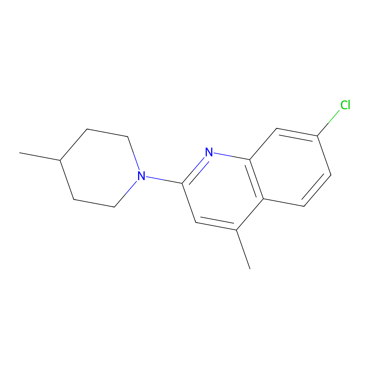 7-Chloro-4-methyl-2-(4-methylpiperidin-1-yl)quinoline molecular structure, CAS 418788-50-8